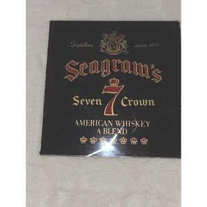 Vintage Seagram's 7 Seven Crown American Whiskey Mirror Black Gold Red Square